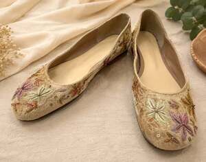 Jigsaw Embroidered Velvet Ballet Flats Women’s EU 39 Floral Boho Shoes